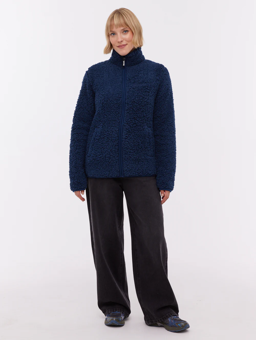 Klea Fleece Funnel Zip-Up  - Blue - Image 2