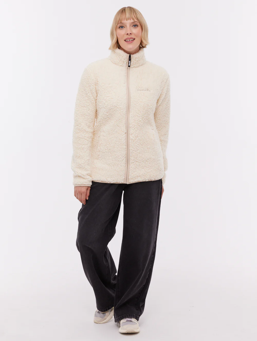 Klea Fleece Funnel Zip-Up - White - Image 2