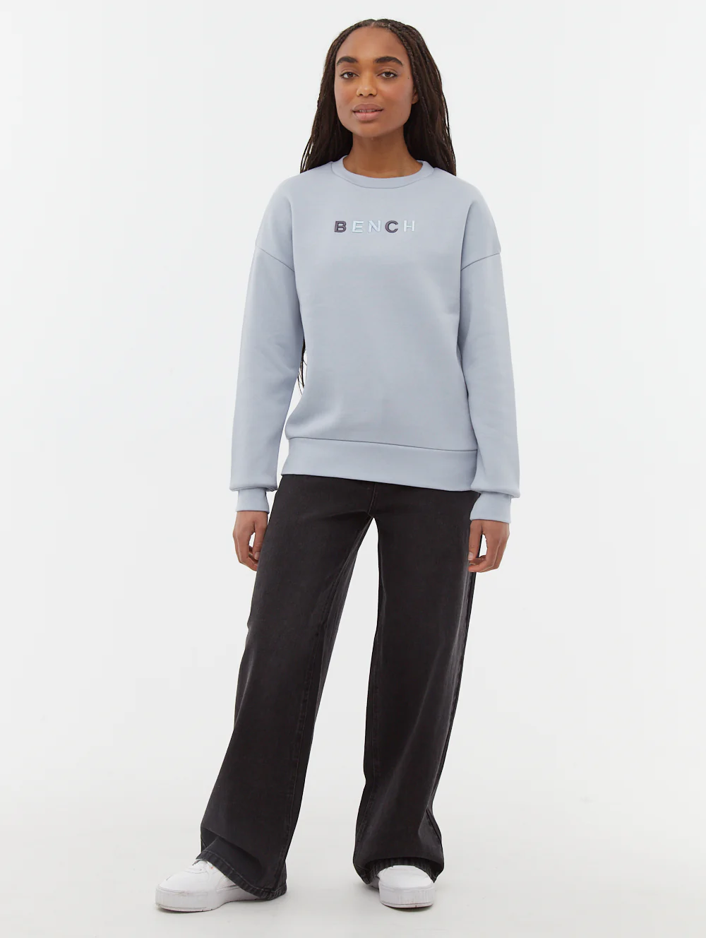 Lilem Block Letter Crew Neck Sweatshirt - Blue - Image 2
