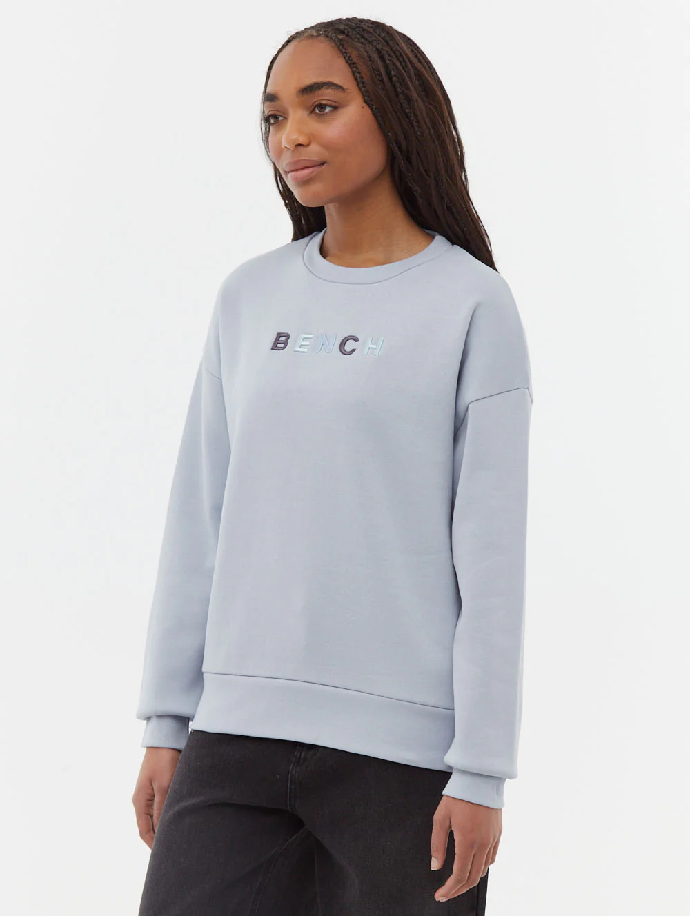 Lilem Block Letter Crew Neck Sweatshirt - Blue - Image 4