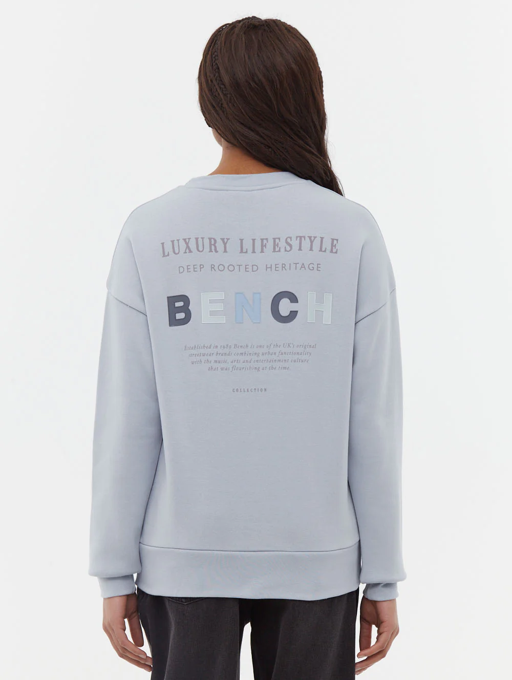 Lilem Block Letter Crew Neck Sweatshirt - Blue - Image 5