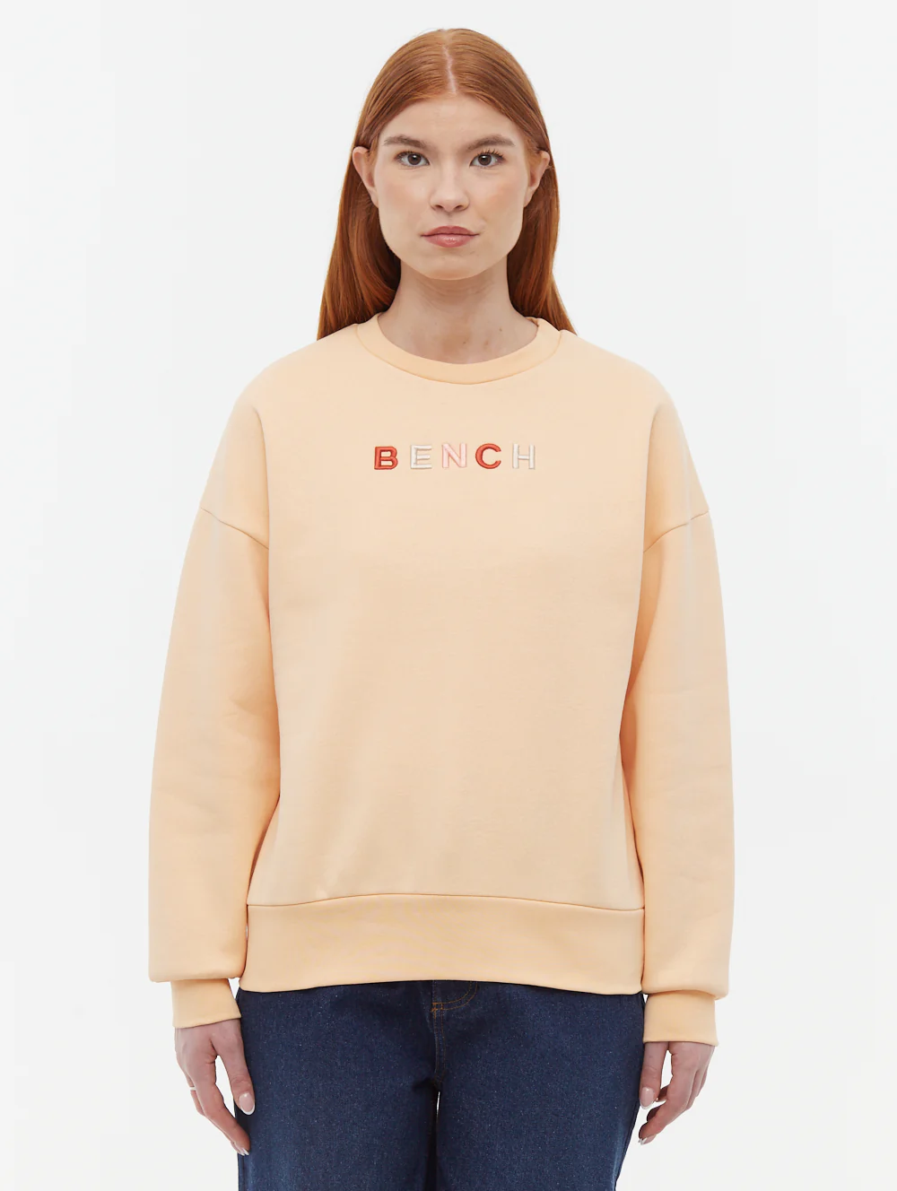 Lilem Block Letter Crew Neck Sweatshirt - Orange