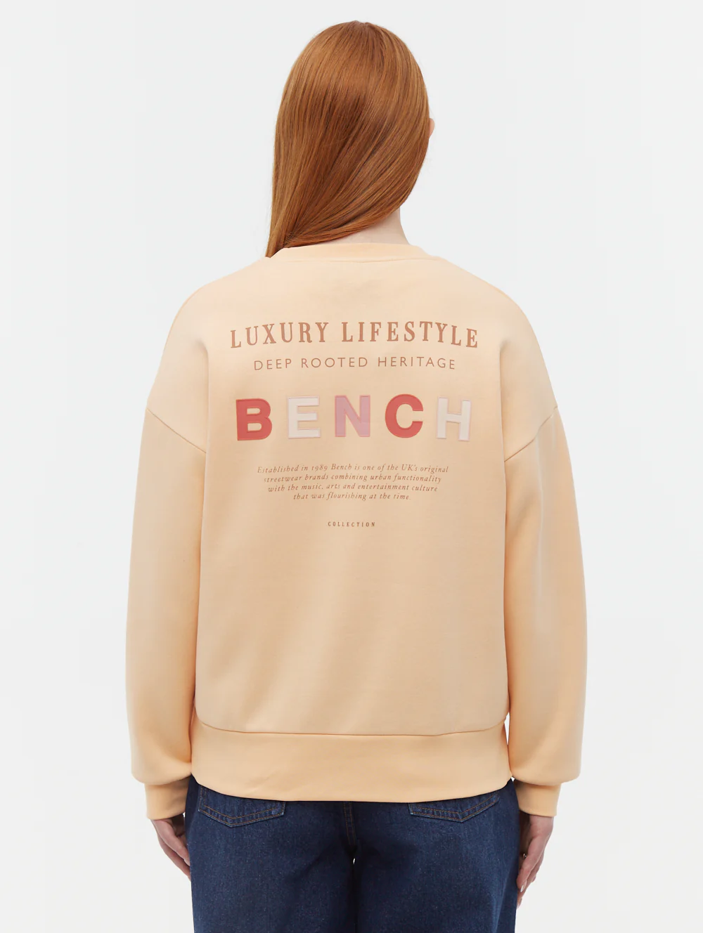 Lilem Block Letter Crew Neck Sweatshirt - Orange - Image 2