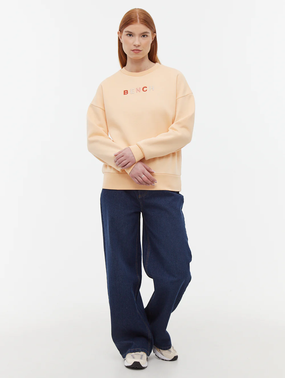 Lilem Block Letter Crew Neck Sweatshirt - Orange - Image 3