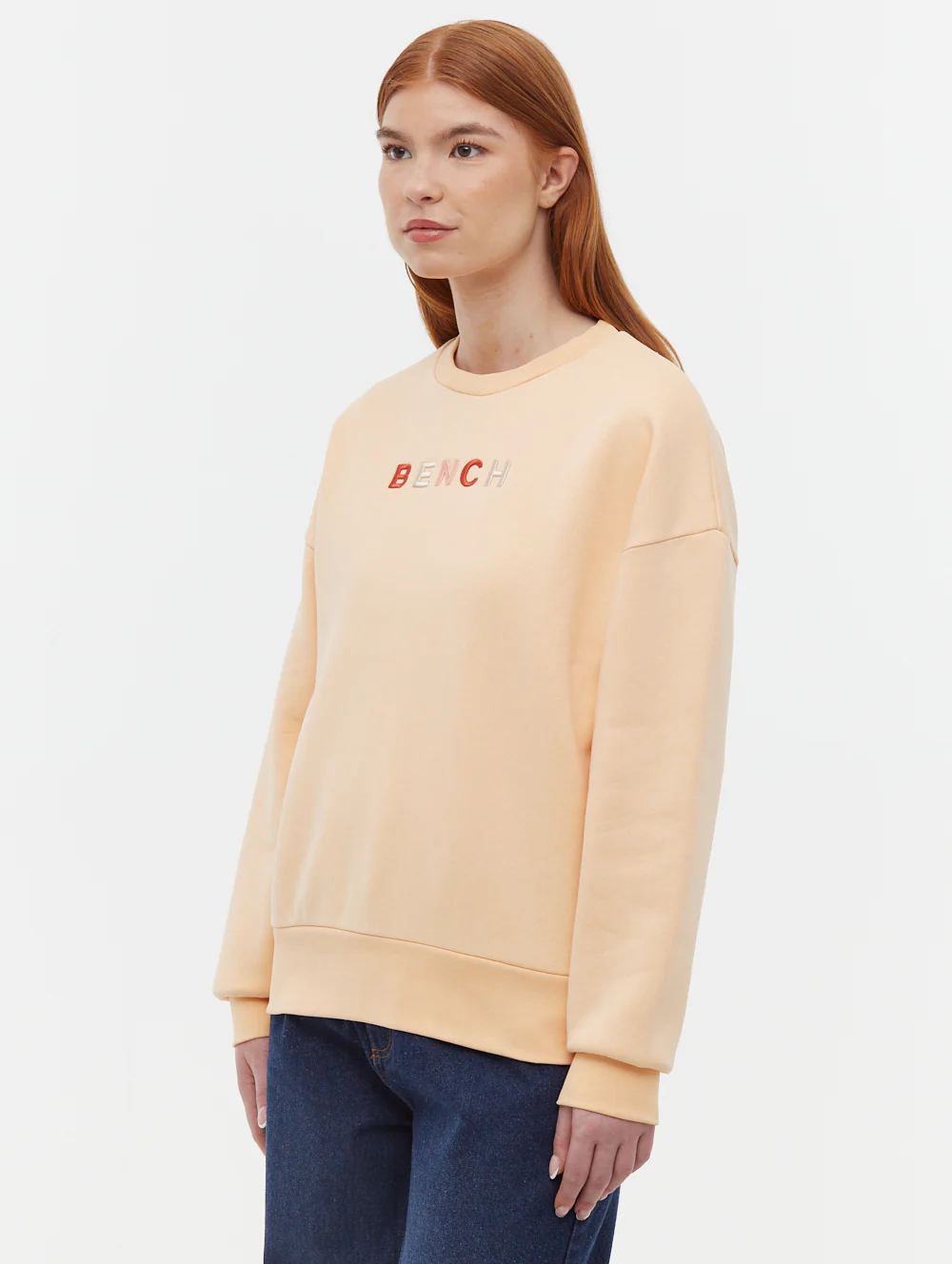 Lilem Block Letter Crew Neck Sweatshirt - Orange - Image 5
