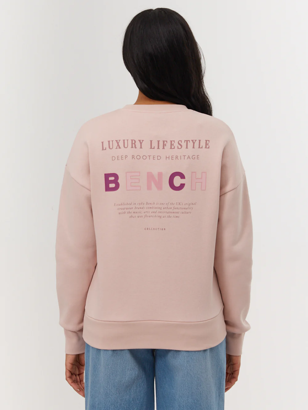 Lilem Block Letter Crew Neck Sweatshirt - Pink - Image 2