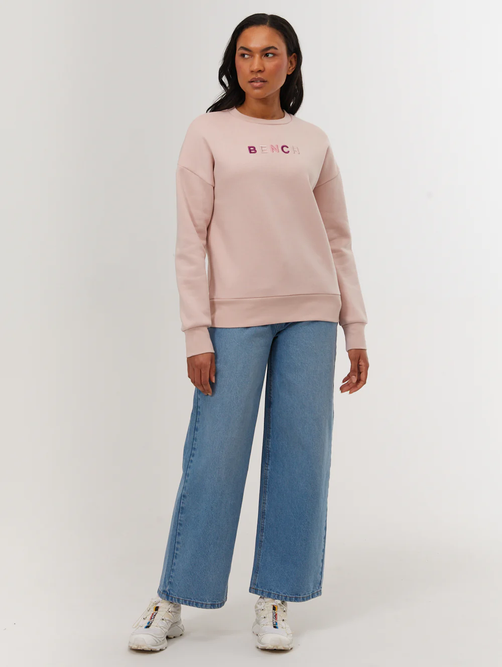 Lilem Block Letter Crew Neck Sweatshirt - Pink - Image 3