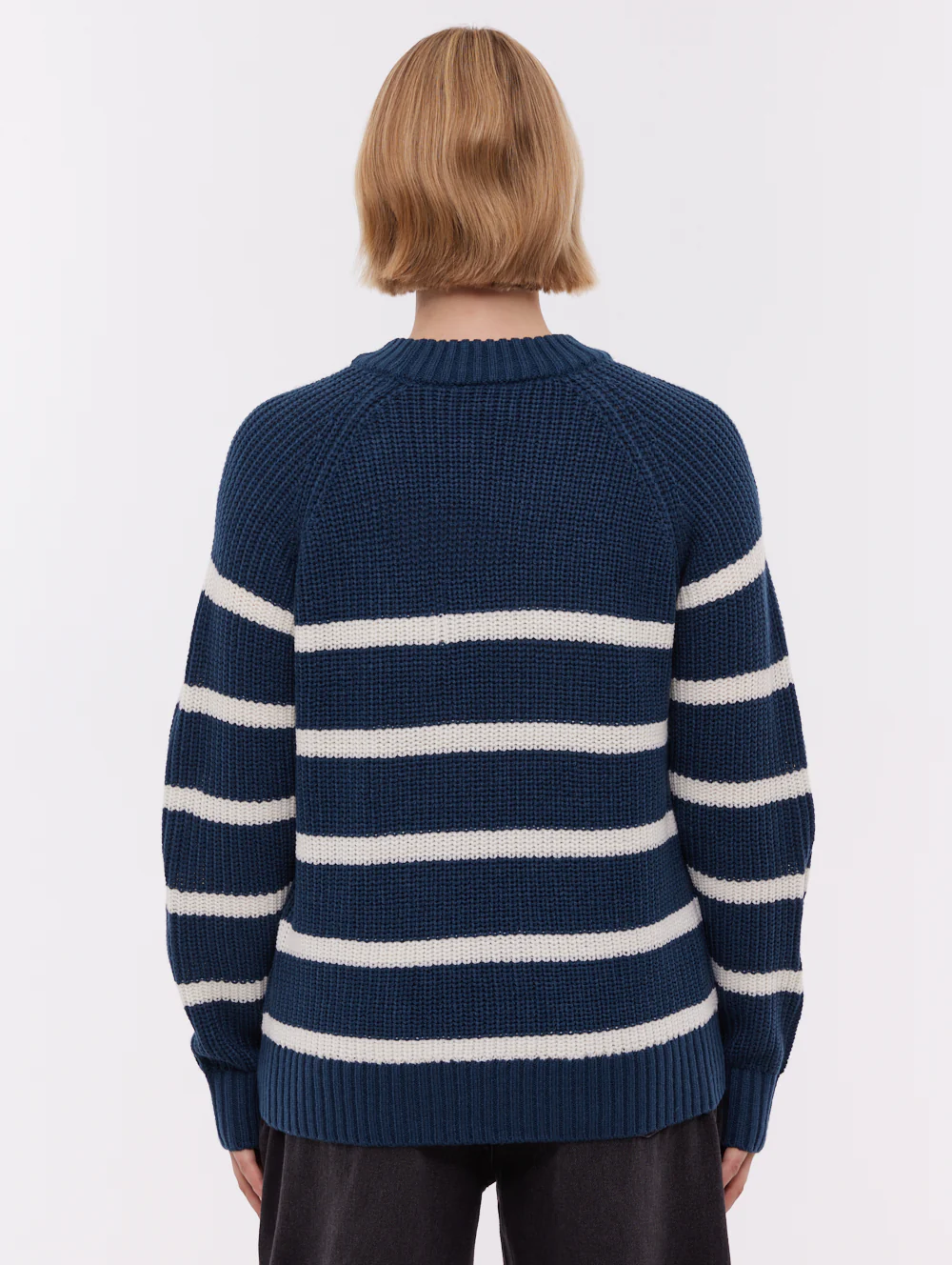 Lourine Striped Crew Neck Sweater - Blue - Image 3