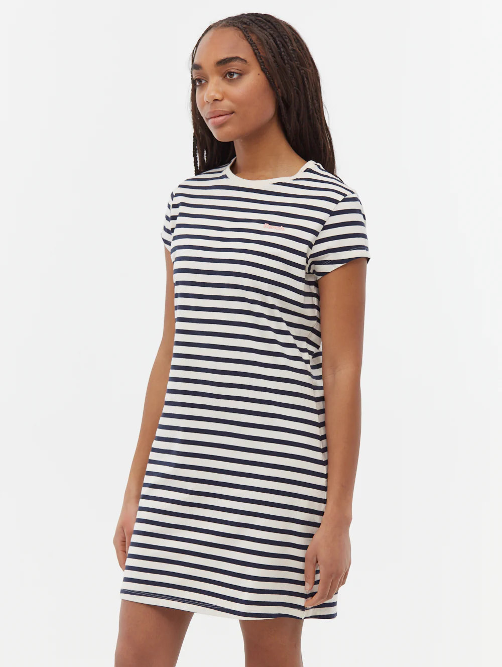 Mabelle Striped T-Shirt Midi Dress - White - Image 4