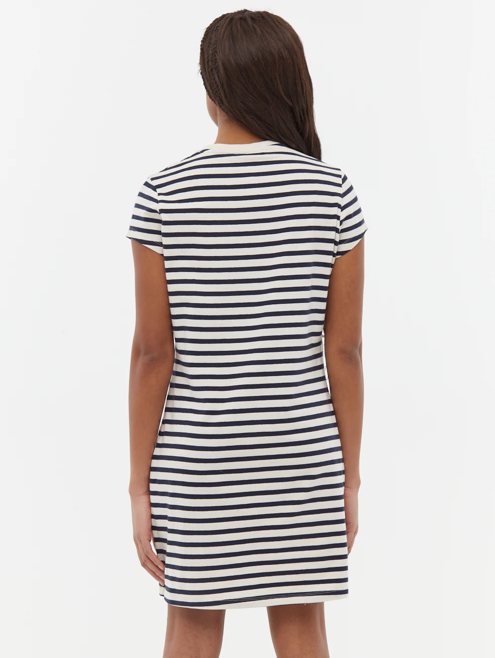 Mabelle Striped T-Shirt Midi Dress - White - Image 5
