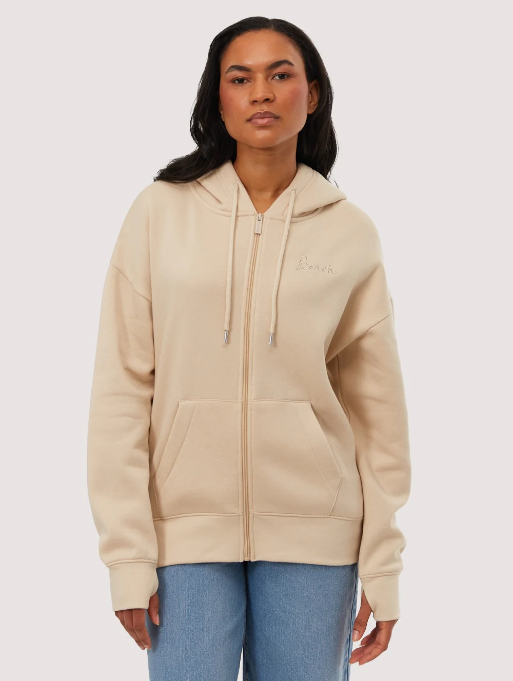 Naos Oversize Zip-Up Hoodie - Beige