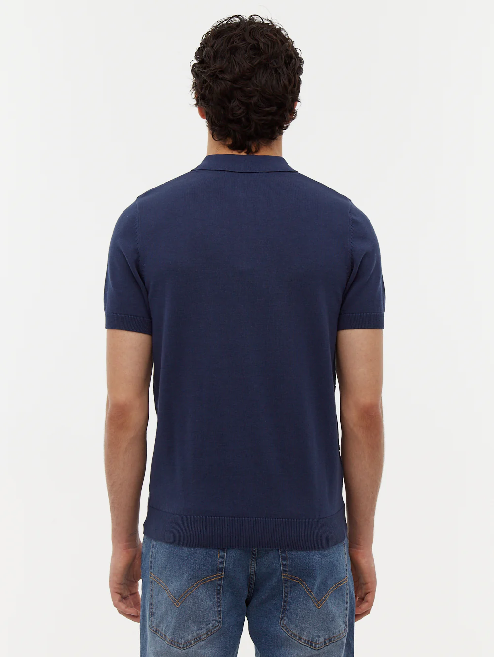 Navaro Grid Pattern Polo Shirt - Blue - Image 5