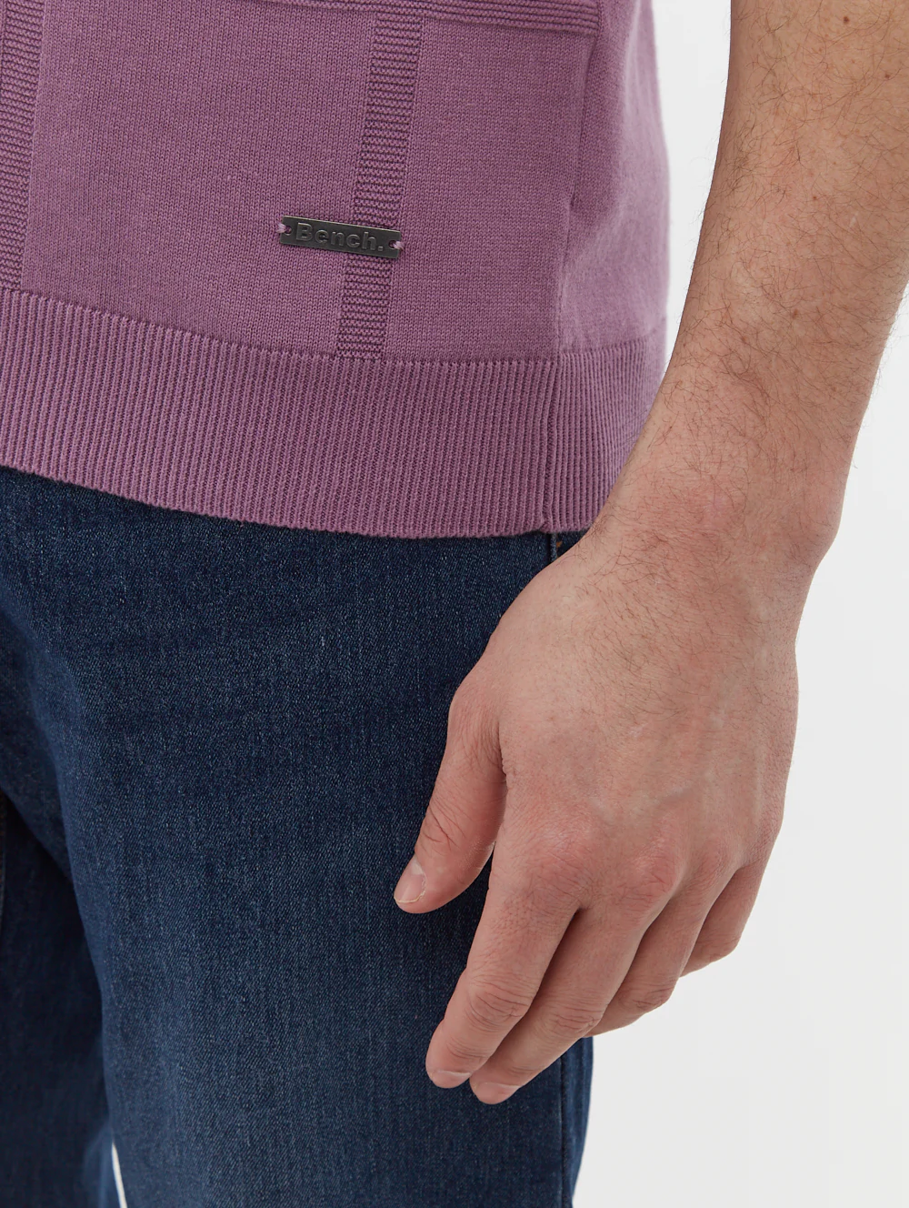 Navaro Grid Pattern Polo Shirt - Purple - Image 4
