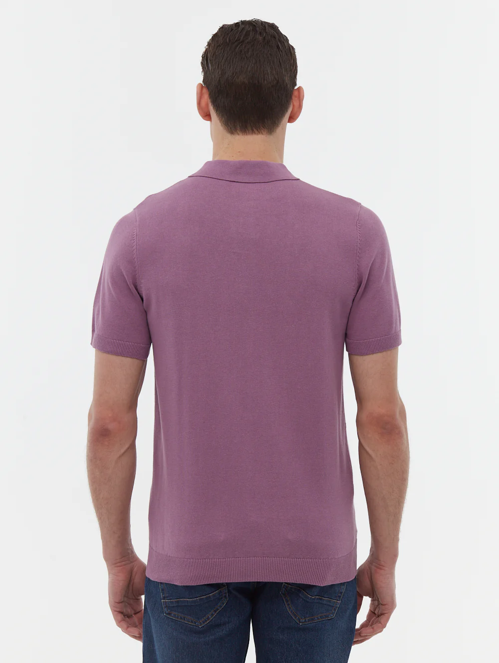 Navaro Grid Pattern Polo Shirt - Purple - Image 6