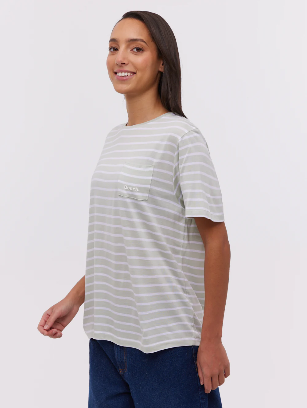 Nouria Striped Pocket T-Shirt - Green - Image 4