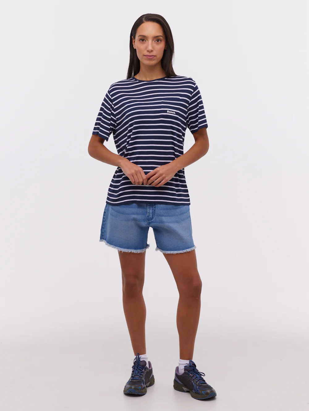 Nouria Striped Pocket T-Shirt - Blue - Image 2
