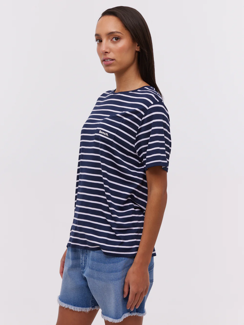 Nouria Striped Pocket T-Shirt - Blue - Image 4
