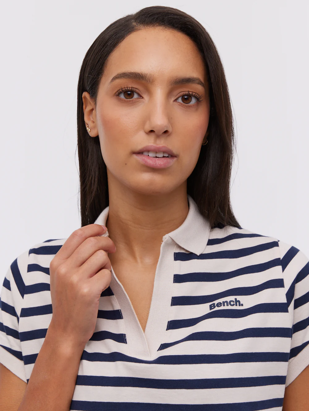 Orenda Stripe Polo Dress - White - Image 3