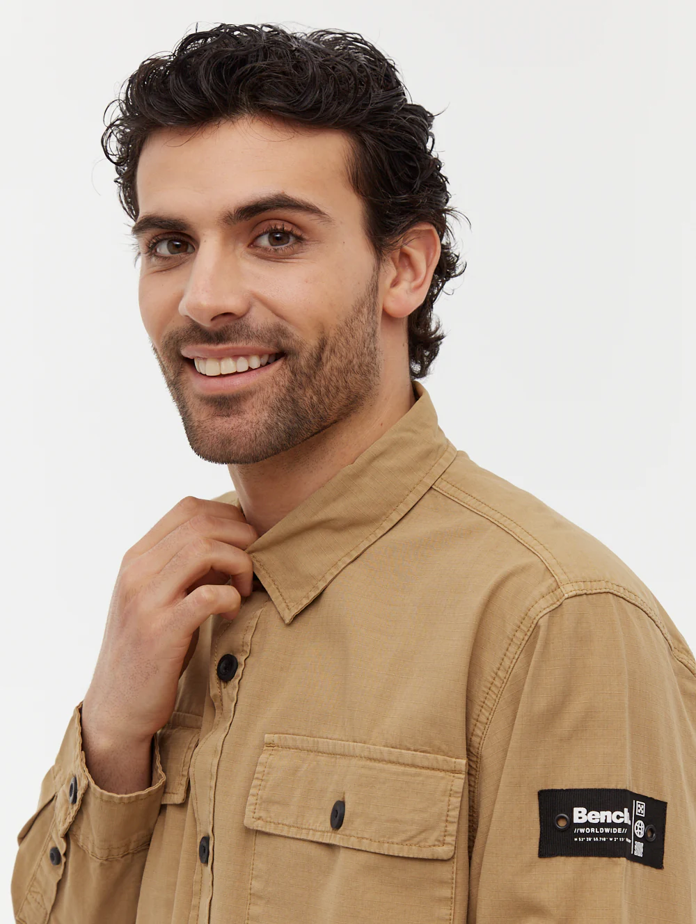 Posima Chest Pocket Long Sleeve Shirt - Beige - Image 3