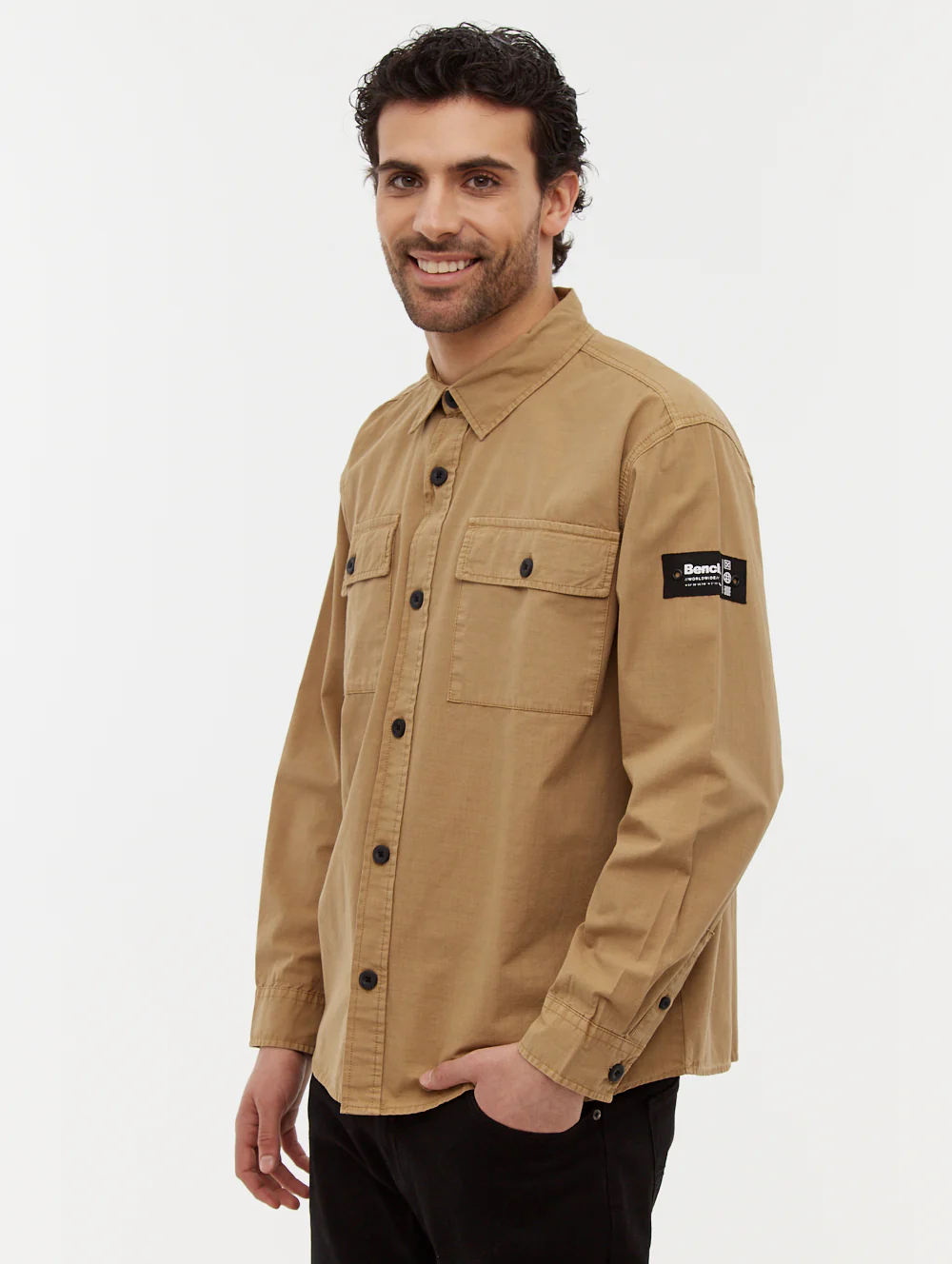 Posima Chest Pocket Long Sleeve Shirt - Beige - Image 4