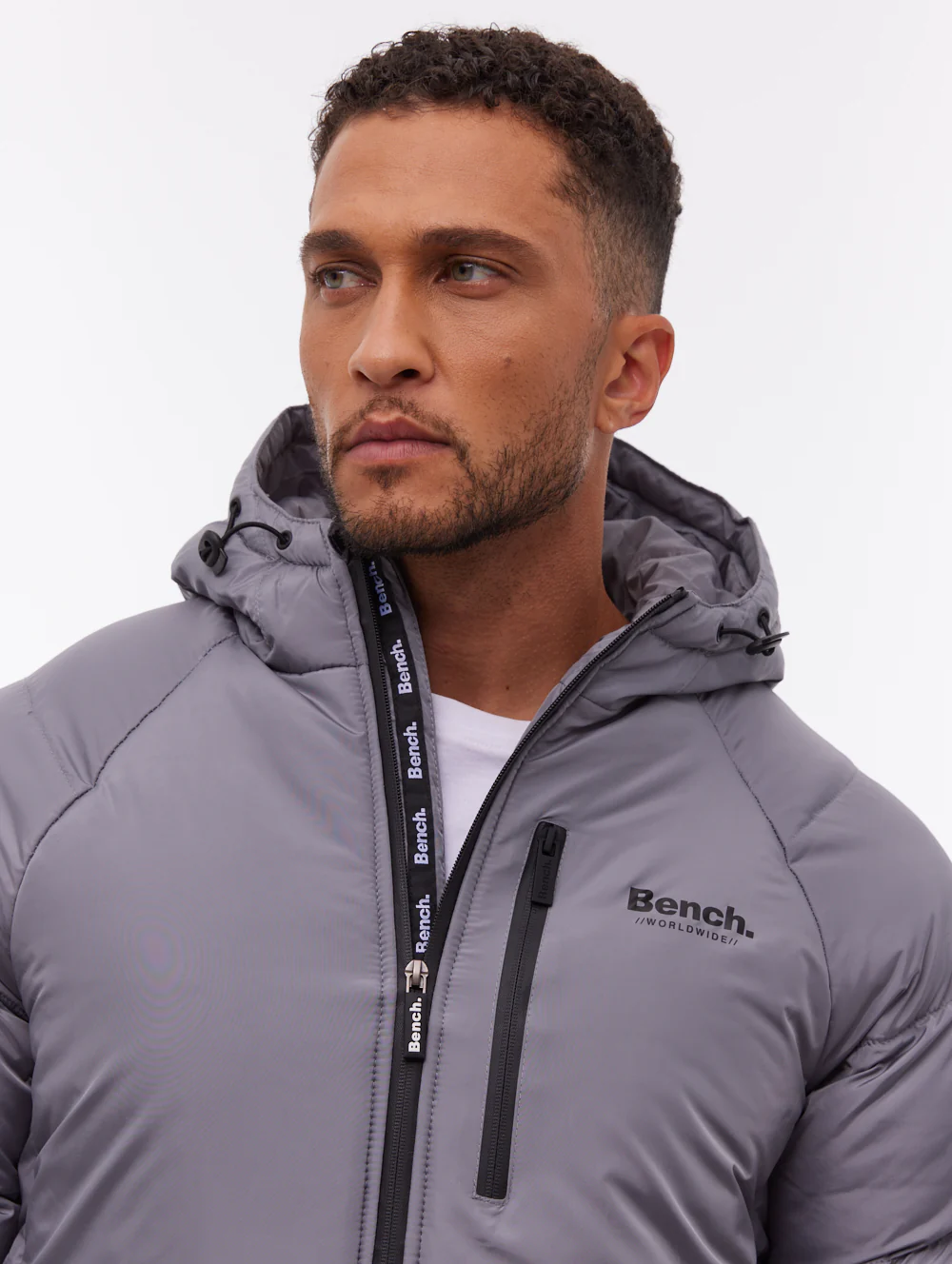 Rafera Hooded Puffer Jacket - Grey - Image 3