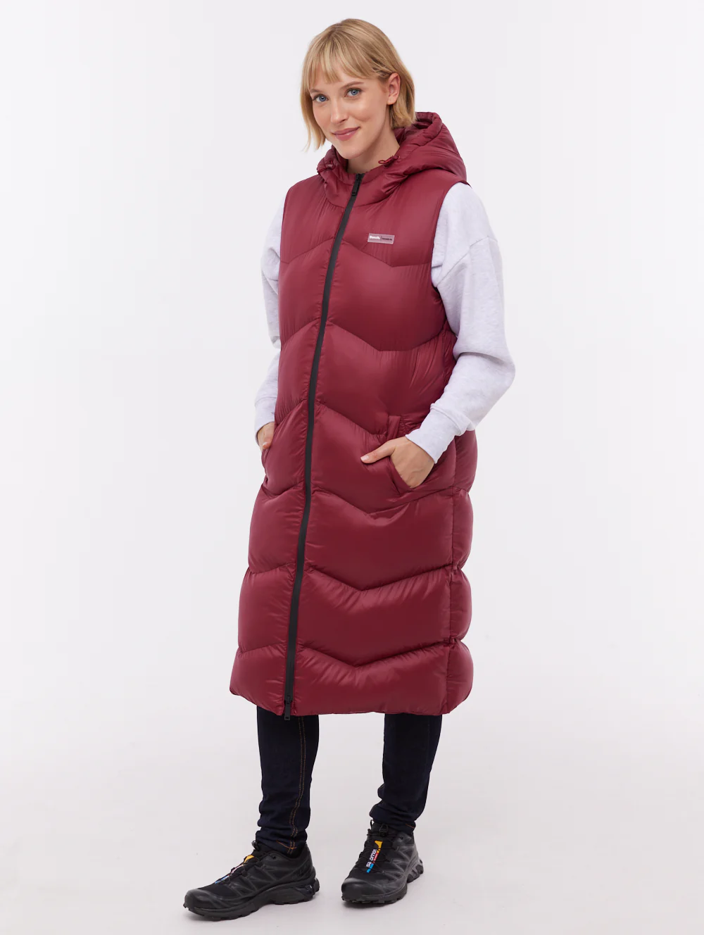 Saz Longline Hooded Vest - Red - Image 4