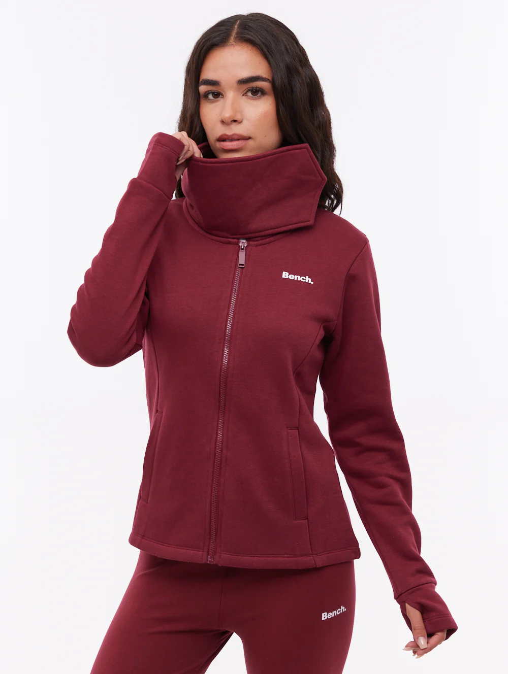 Sheli Wrap-Neck Zip-Up - Red