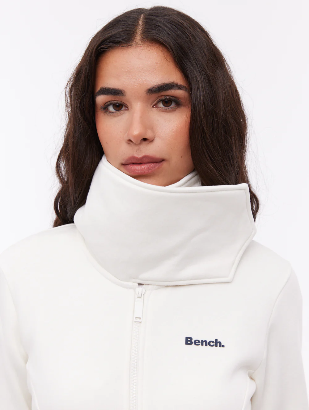 Sheli Wrap-Neck Zip-Up - White - Image 2