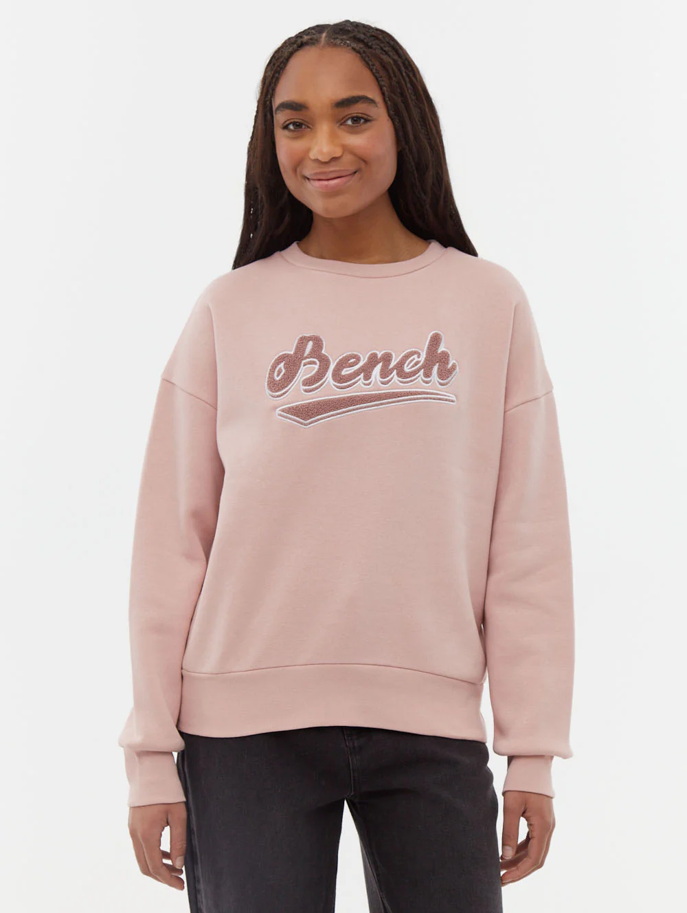 Steffi Retro Logo Crew Neck Sweatshirt - Pink