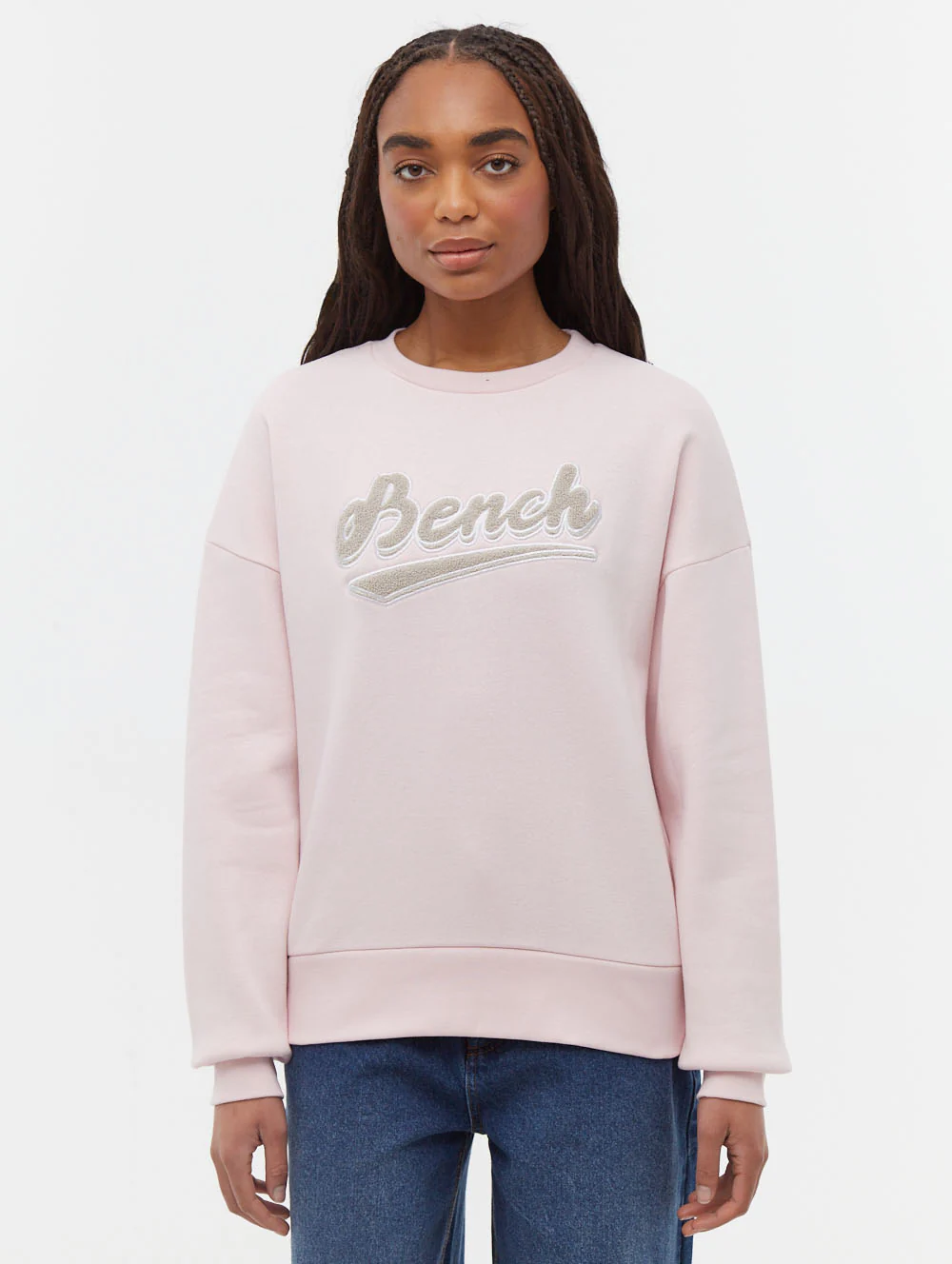 Steffi Retro Logo Crew Neck Sweatshirt - Pink