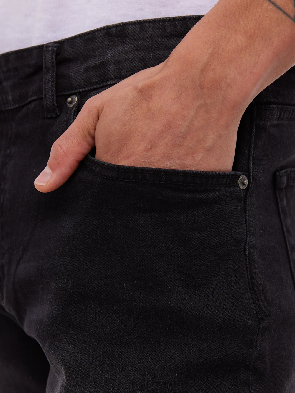 Stuart Straight Leg Jeans - Washed Black - Image 3