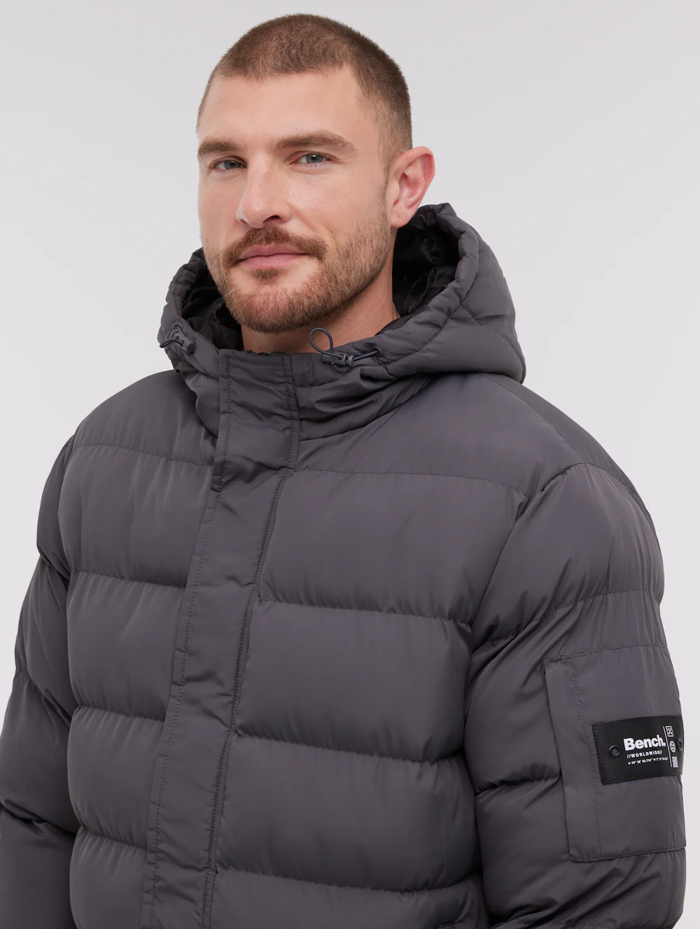 Texani Hooded Puffer Jacket - Grey - Image 3