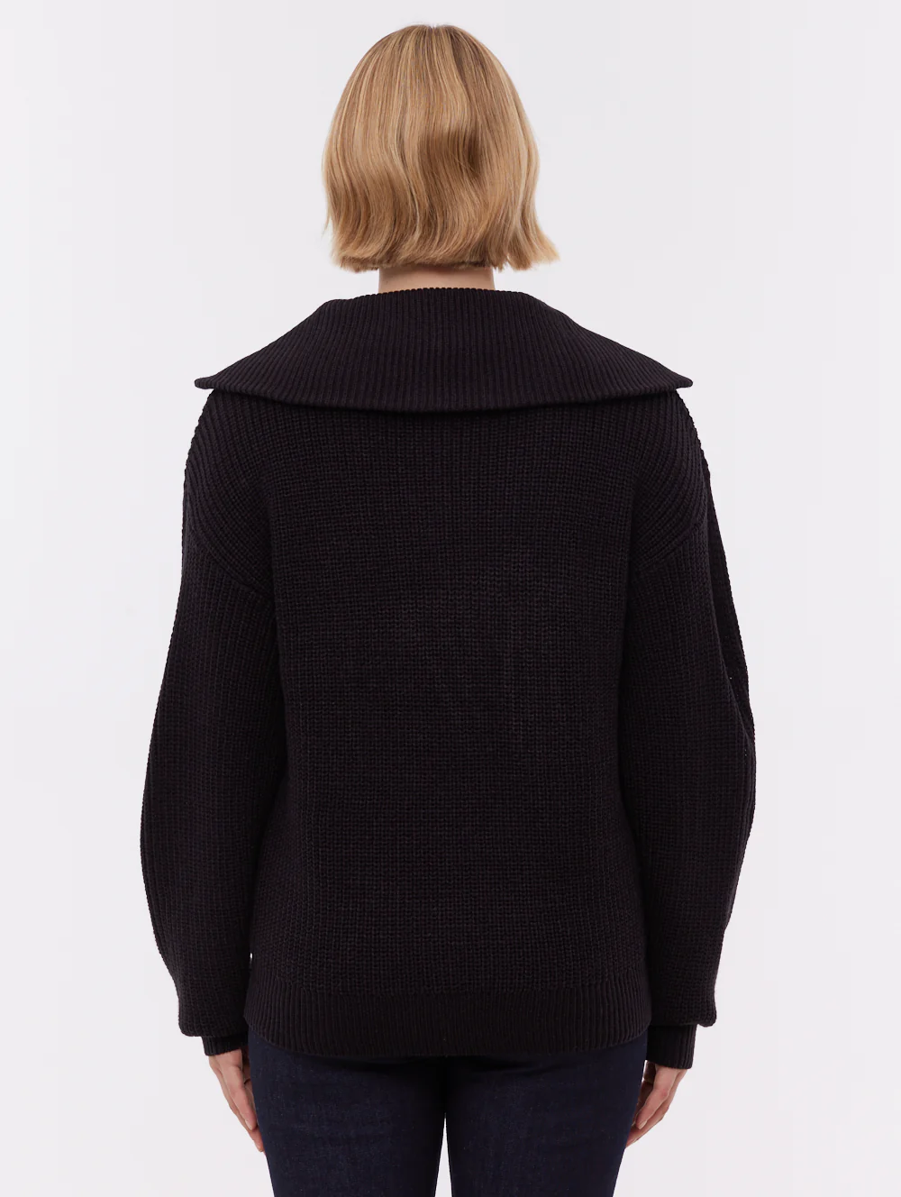 Thurynn Oversize Zippered Funnel Sweater - Black - Image 3