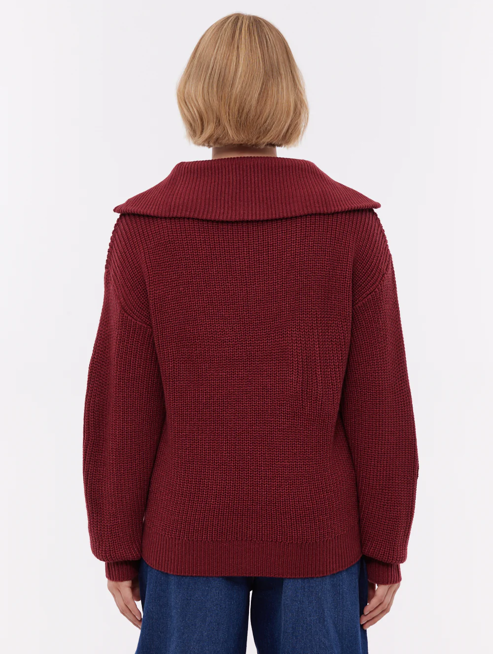 Thurynn Oversize Zippered Funnel Sweater - Red - Image 3