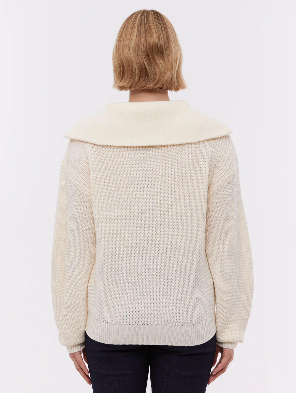Thurynn Oversize Zippered Funnel Sweater - White - Image 3