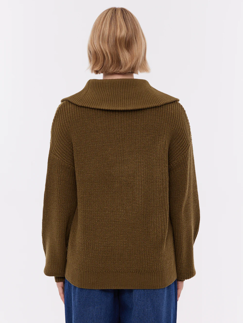 Thurynn Oversize Zippered Funnel Sweater - Green - Image 3