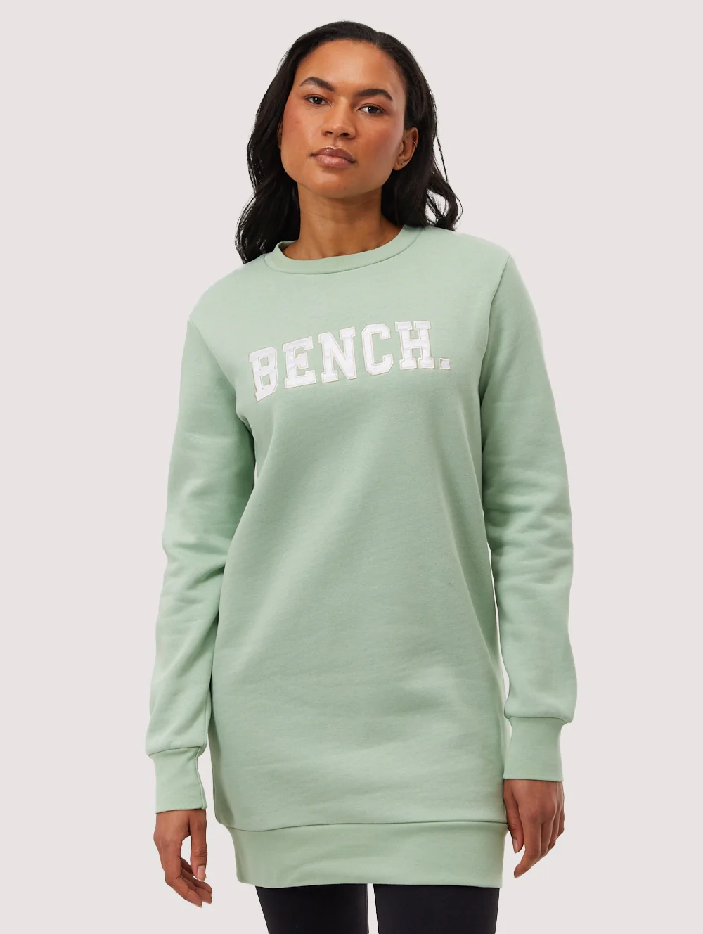 Urlenne Collegiate Logo Crew Neck Longline Sweatshirt - Green