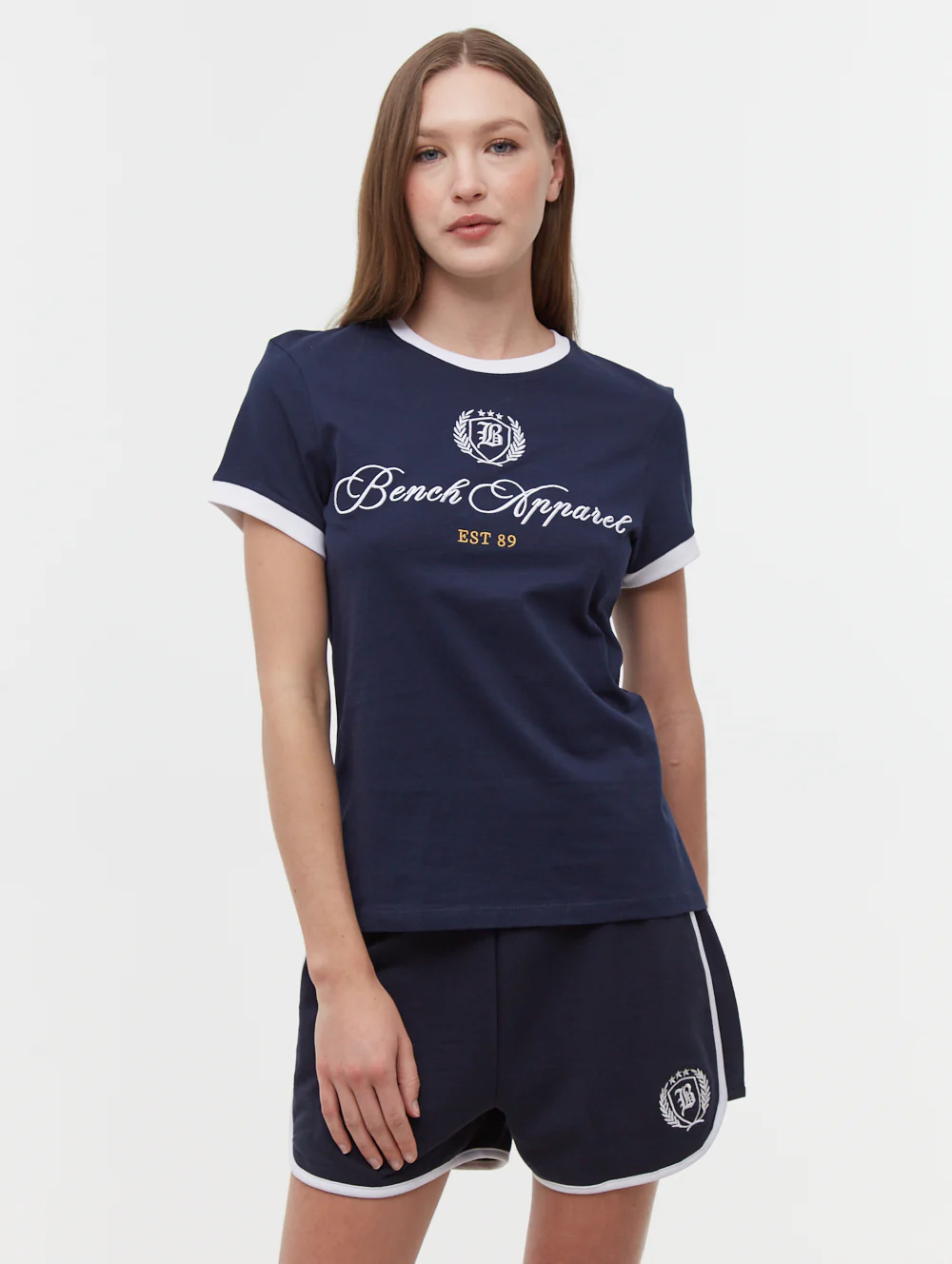 Vivica Embroidered Ringer T-Shirt - Blue