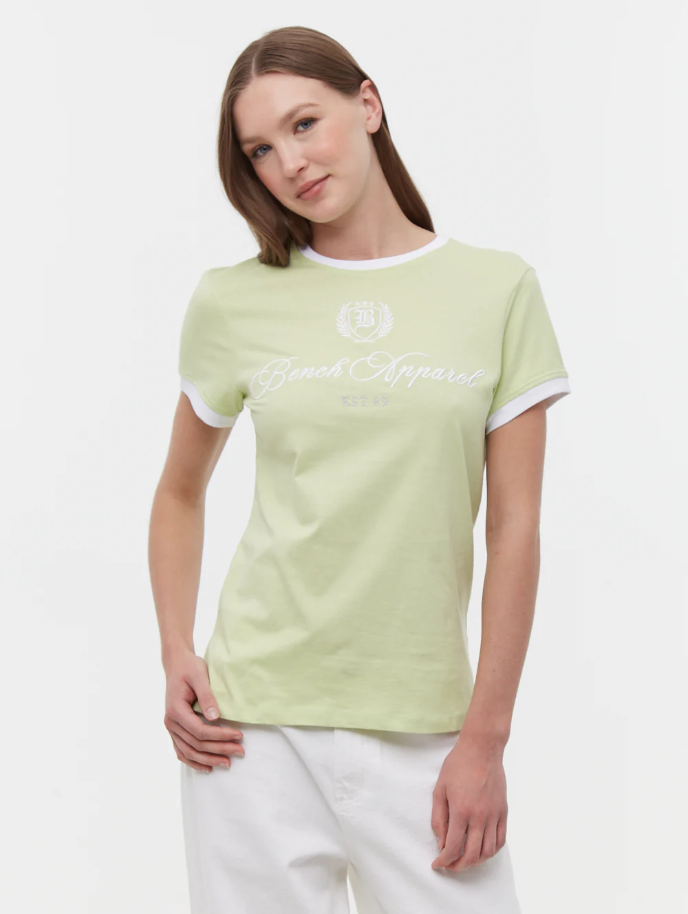 Vivica Embroidered Ringer T-Shirt - Green