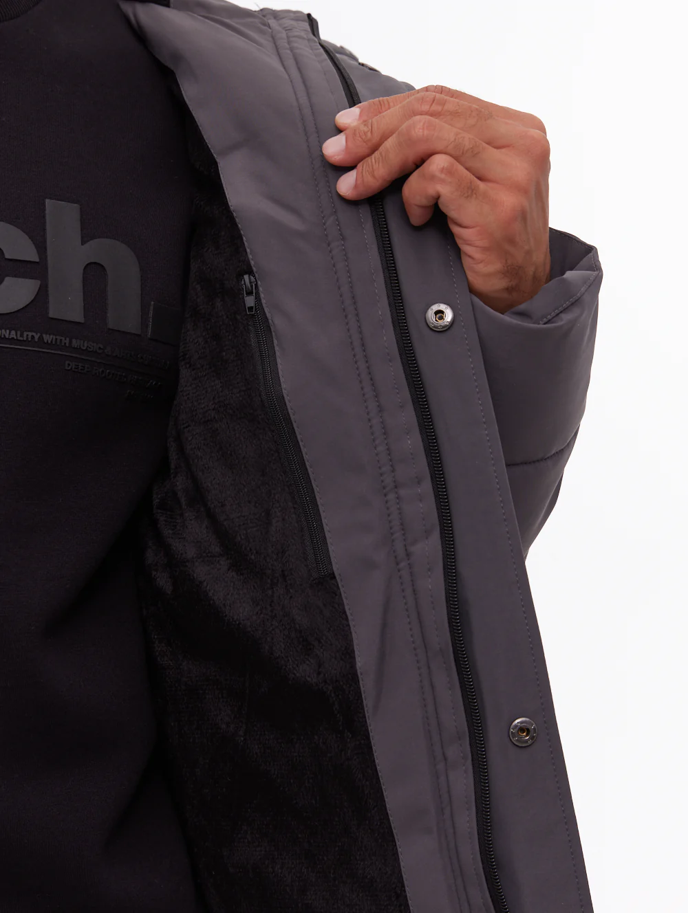 Voroni Hooded Puffer Jacket - Grey - Image 3