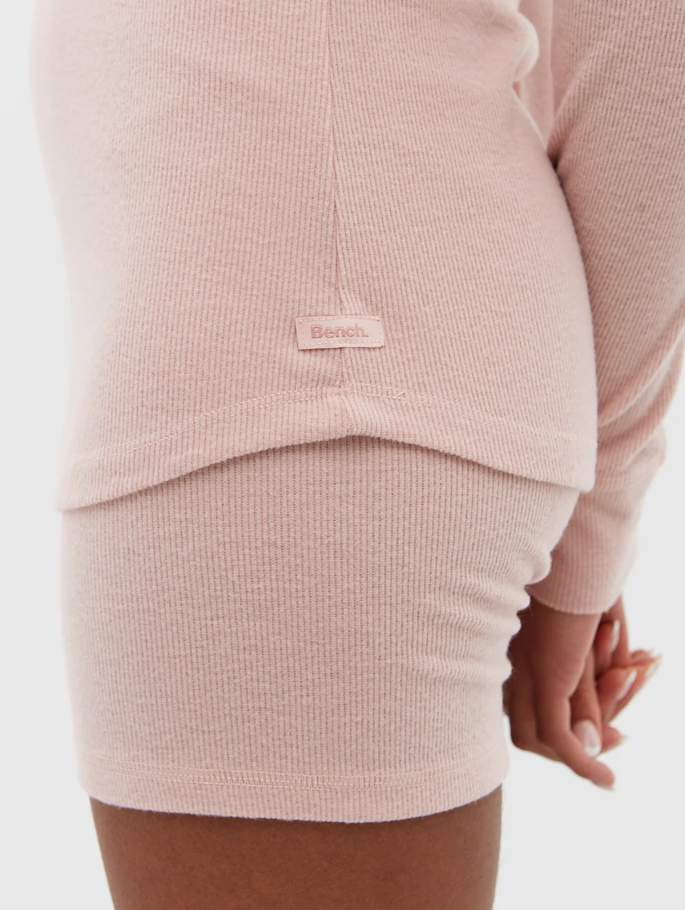 Brushed Rib Knit Long Sleeve Tee & Shorts Set - Image 3