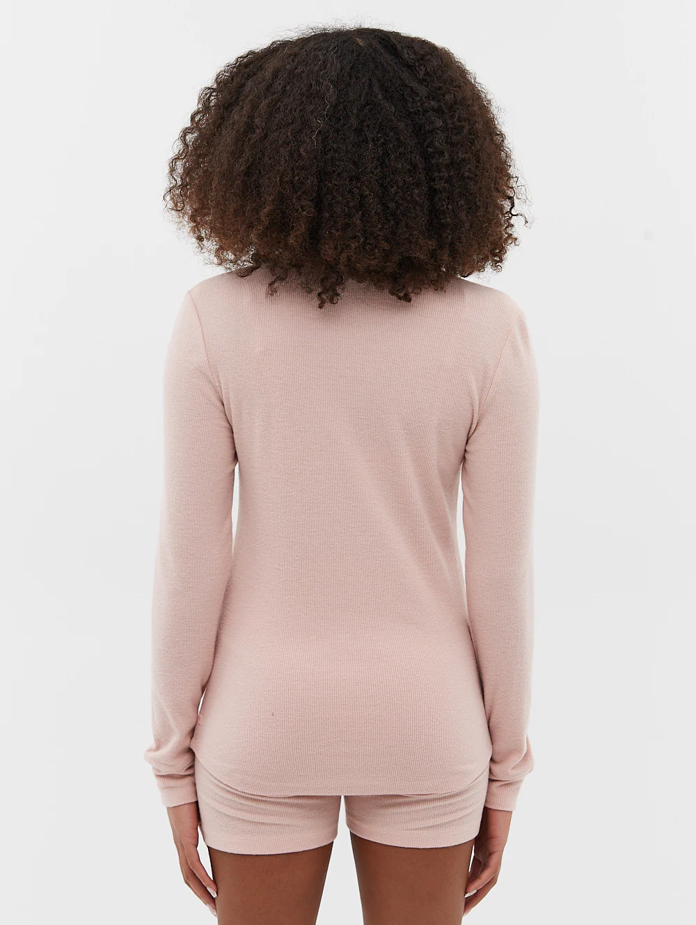 Brushed Rib Knit Long Sleeve Tee & Shorts Set - Image 5