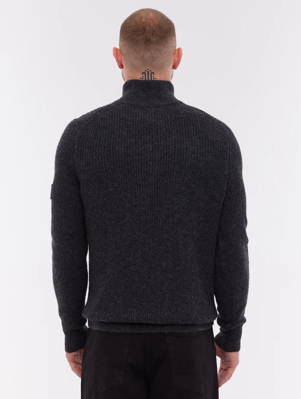 Yanta Quarter-Zip Funnel-Neck Sweater - Grey - Image 3