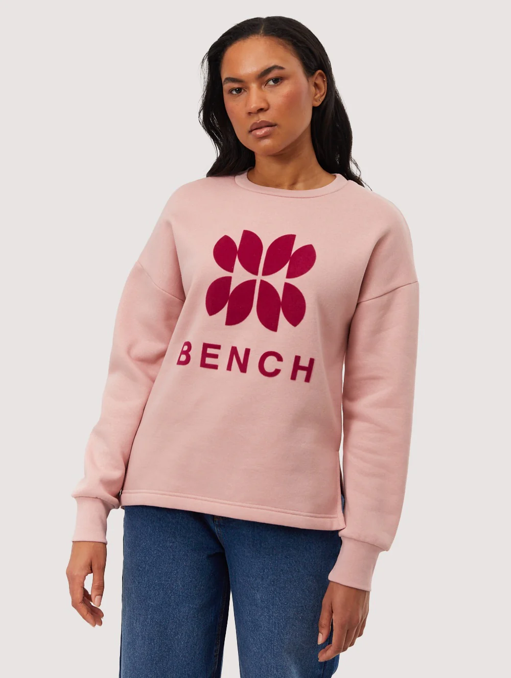 Zie Graphic Crew Neck Sweatshirt - Pink